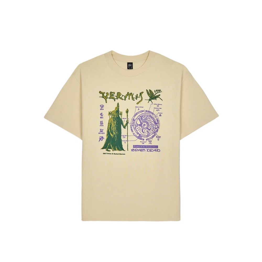 Brain Dead Fantasy Games Vermis Old Curses T-shirt Natural Mens XL New Sealed